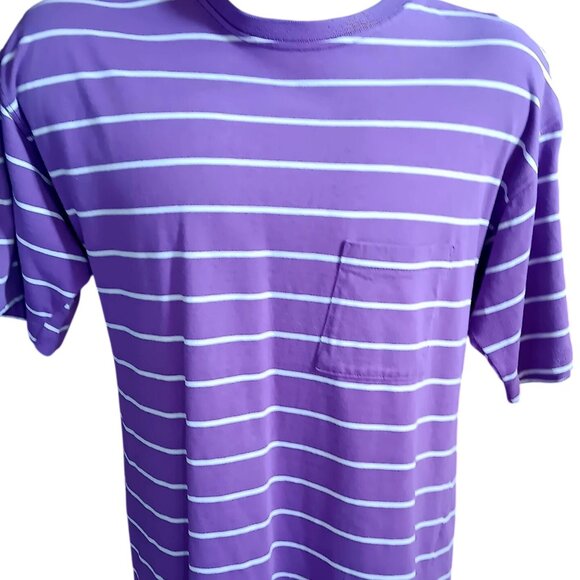 Vintage Men's Medium T-shirt Single Stitch Cross Creek Purple Striped Grunge 90s - Picture 1 of 6